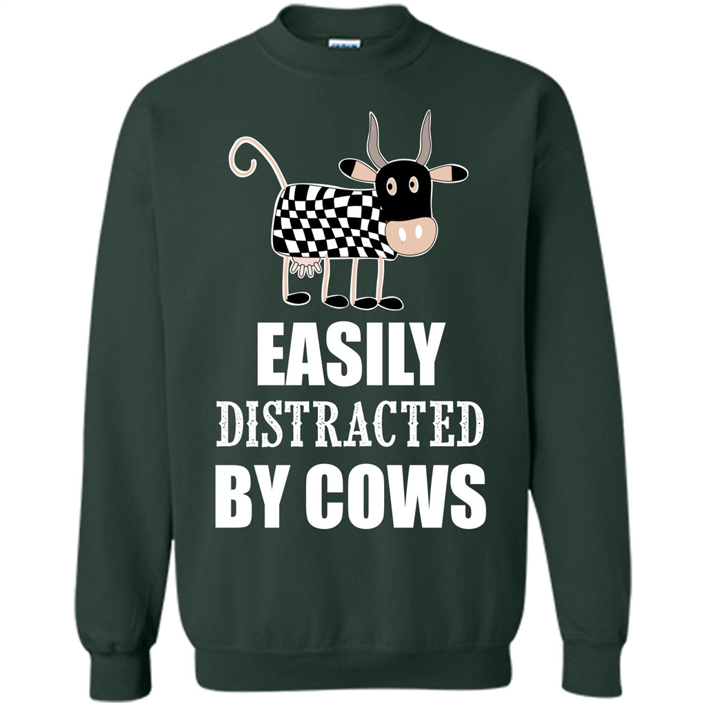 Cow T-shirt Easily Distracted By Cows T-shirt Forest Green