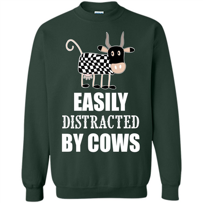 Cow T-shirt Easily Distracted By Cows T-shirt Forest Green