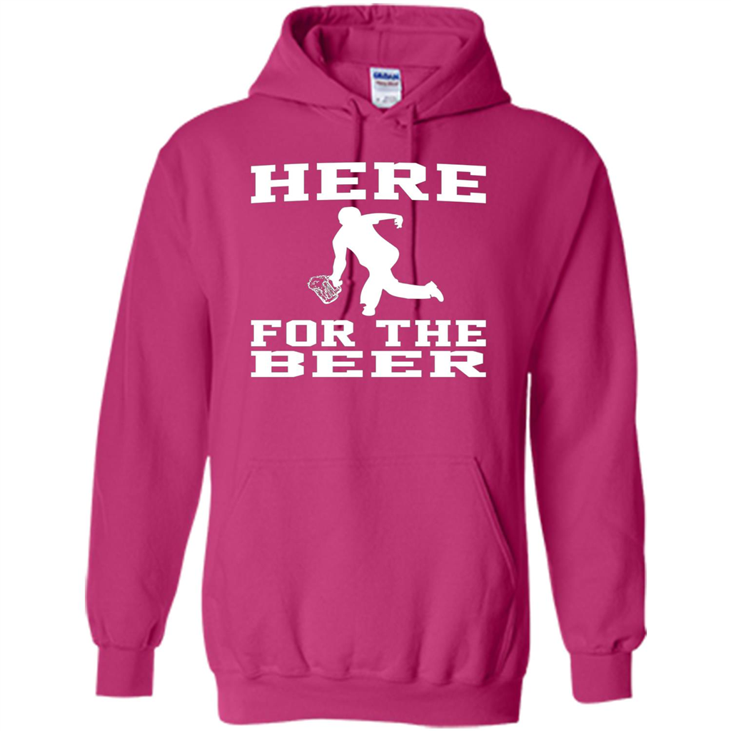Funny Bowling Drinking Shirt Here For The Beer T-shirt Heliconia
