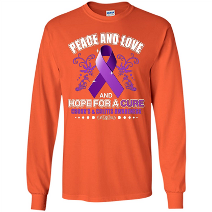 Peace And Love And Hope For A Cure Crohn's and Colitis Awareness T-shirt