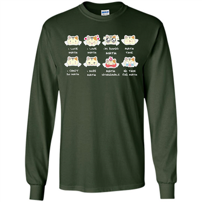 I Love Math T-shirt Cat Emotion Forest Green