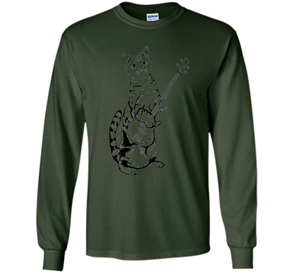 Bassist T-shirt Cat Playing Bass T-shirt Forest Green