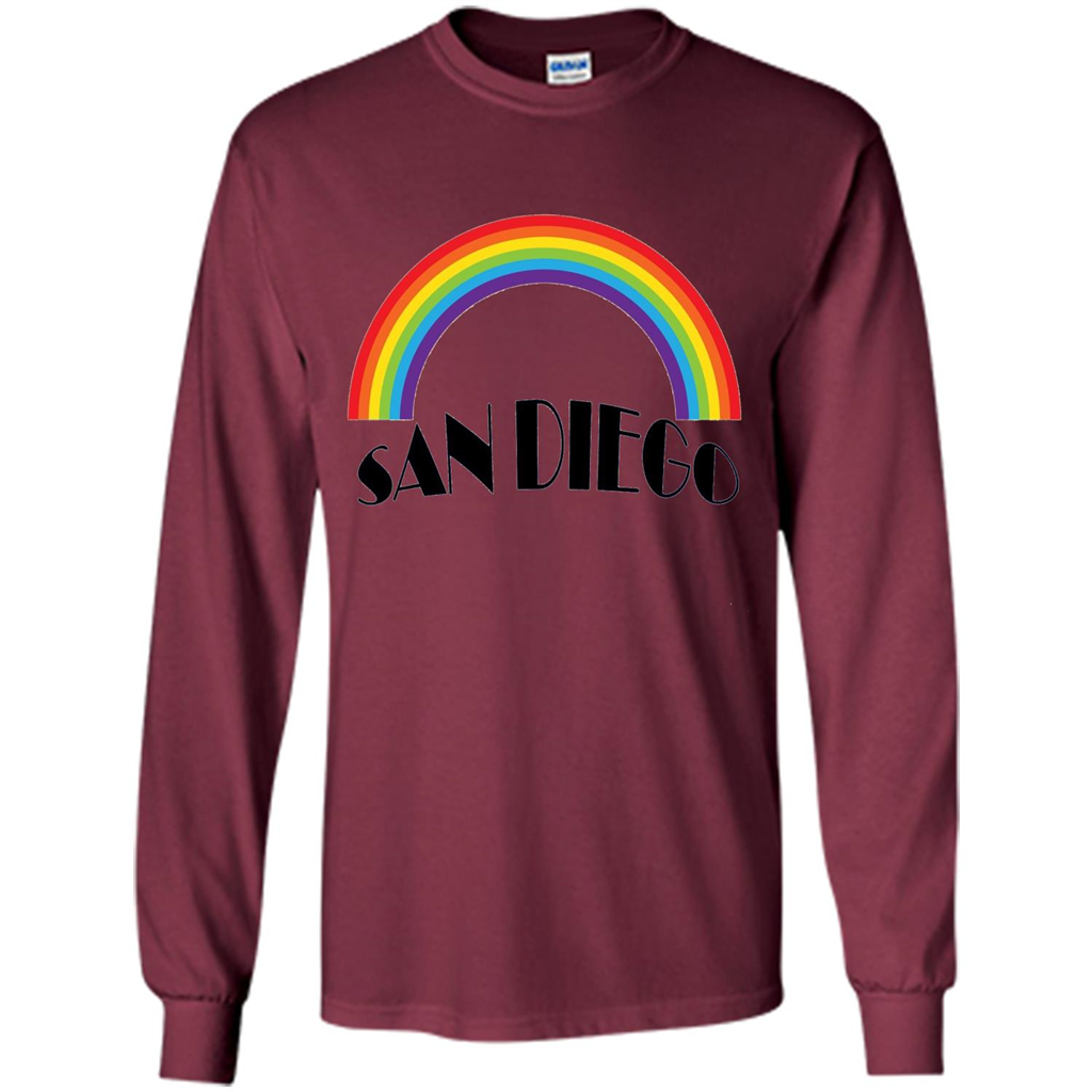 LGBTQ. San Diego LGBT Pride Rainbow T-shirt Maroon