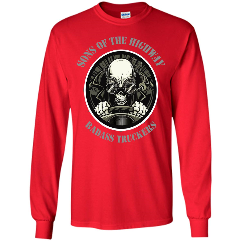 Trucker T-shirt Sons Of The Highway Badass Truckers T-shirt Red