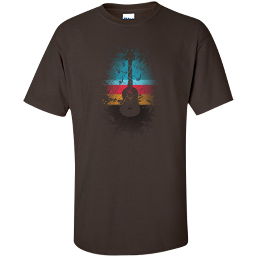 Guitar Vintage Sunset Uke And Instruments T-shirt Dark Chocolate
