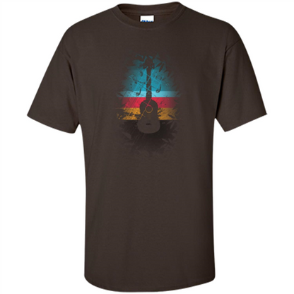 Guitar Vintage Sunset Uke And Instruments T-shirt Dark Chocolate