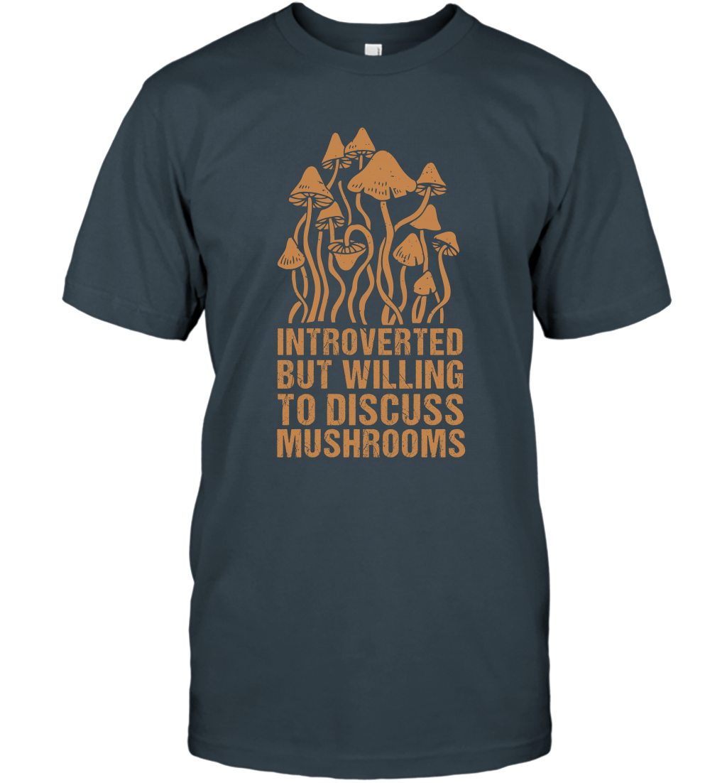 Introverted But Willing To Discuss Mushrooms Shirt T-Shirt T-Shirt Charcoal