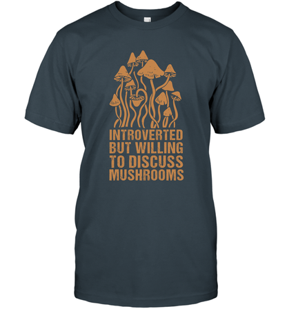 Introverted But Willing To Discuss Mushrooms Shirt T-Shirt T-Shirt Charcoal