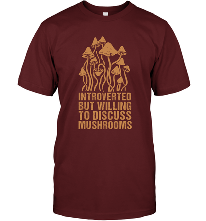 Introverted But Willing To Discuss Mushrooms Shirt T-Shirt T-Shirt Cardinal