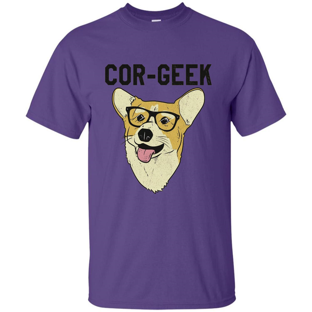 Cor-Geek Funny Corgi Nerd T-shirt Purple