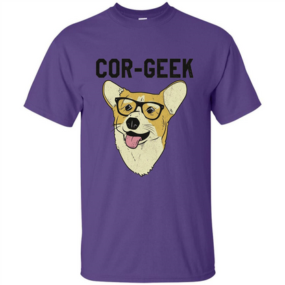 Cor-Geek Funny Corgi Nerd T-shirt Purple
