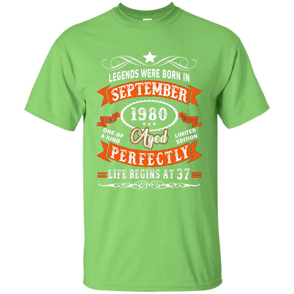 Legends Were Born In September 1980 T-shirt Birthday Gift T-shirt Lime