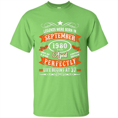 Legends Were Born In September 1980 T-shirt Birthday Gift T-shirt Lime