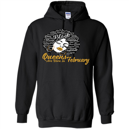 Queen Are Born In February T-shirt Black