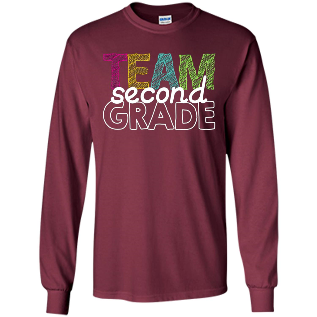 Team Second Grade Teacher T-Shirt Maroon