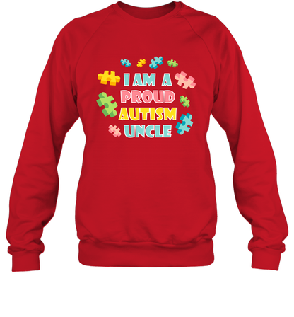 I Am A Proud Autism Uncle Family Shirt Sweatshirt Sweatshirt Red