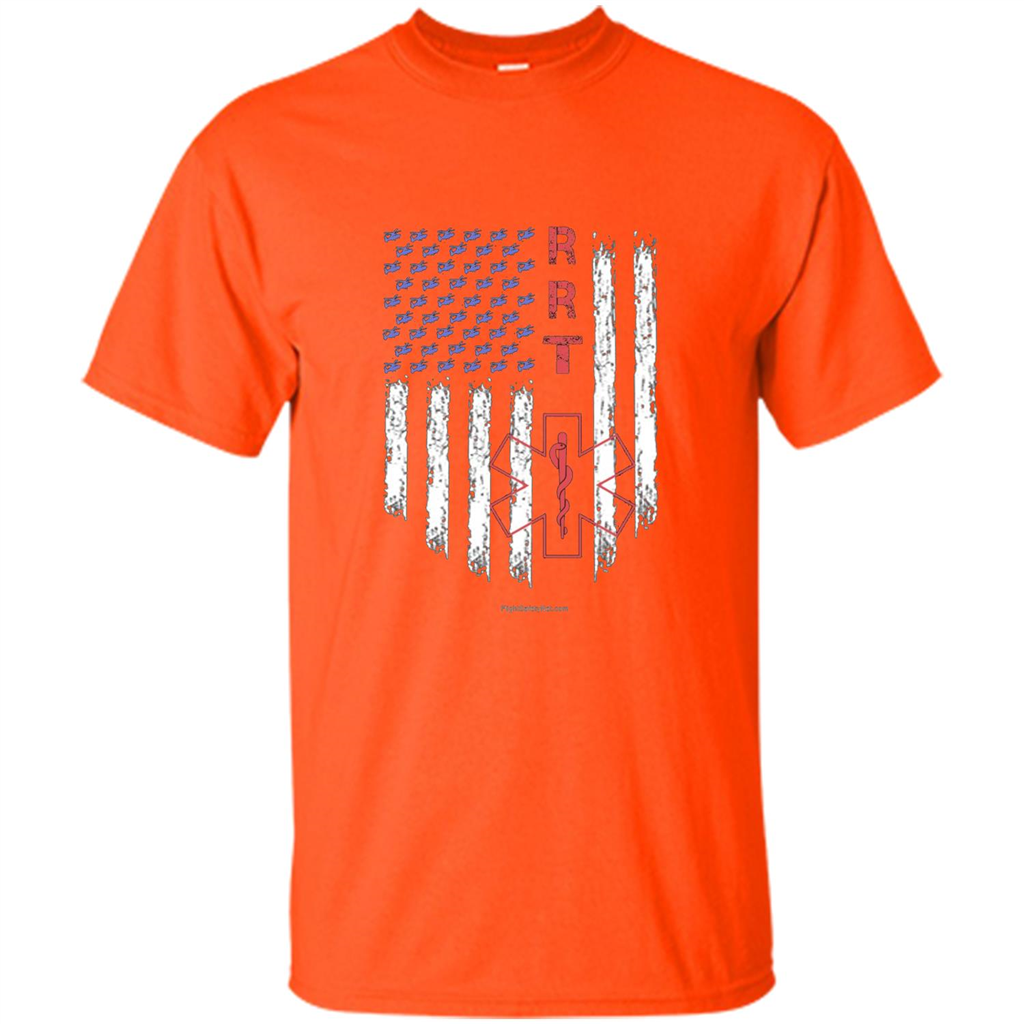 RRT - Respiratory Therapist American Flag T-shirt Orange