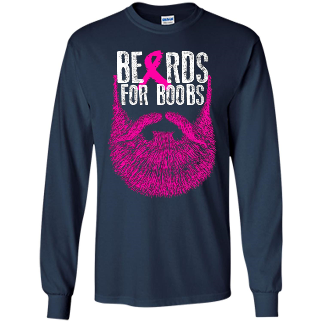 Beards For Boobs T-shirt Cancer Awareness T-shirt Navy