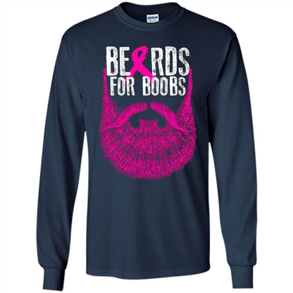 Beards For Boobs T-shirt Cancer Awareness T-shirt Navy