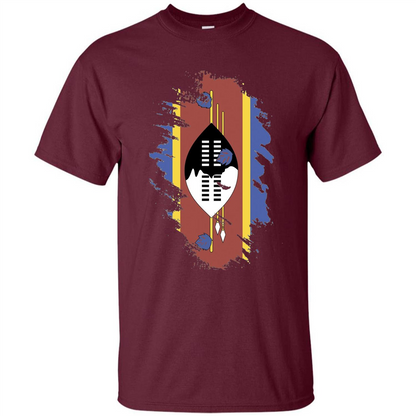 Flag of Swaziland T-shirt National Swaziland T-shirt Maroon
