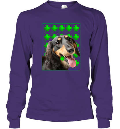 Dachshund With Shamrocks Shirt Long Sleeve T-Shirt Purple