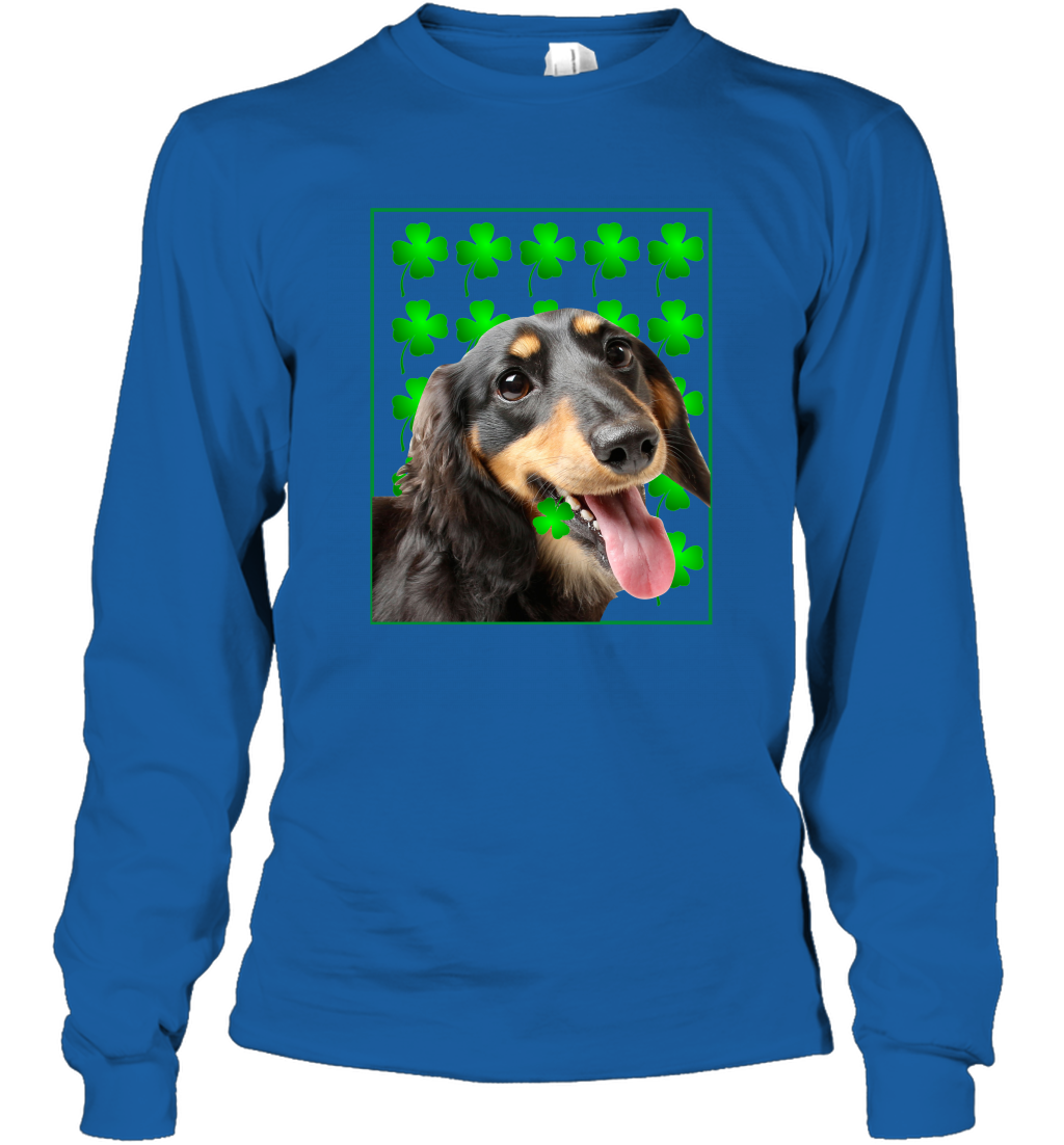 Dachshund With Shamrocks Shirt Long Sleeve T-Shirt Royal