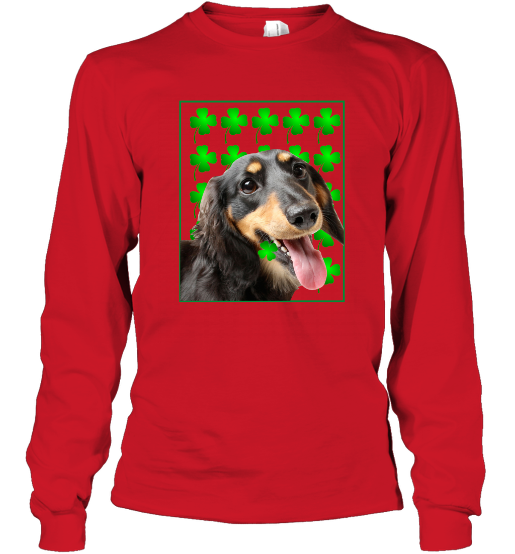 Dachshund With Shamrocks Shirt Long Sleeve T-Shirt Red