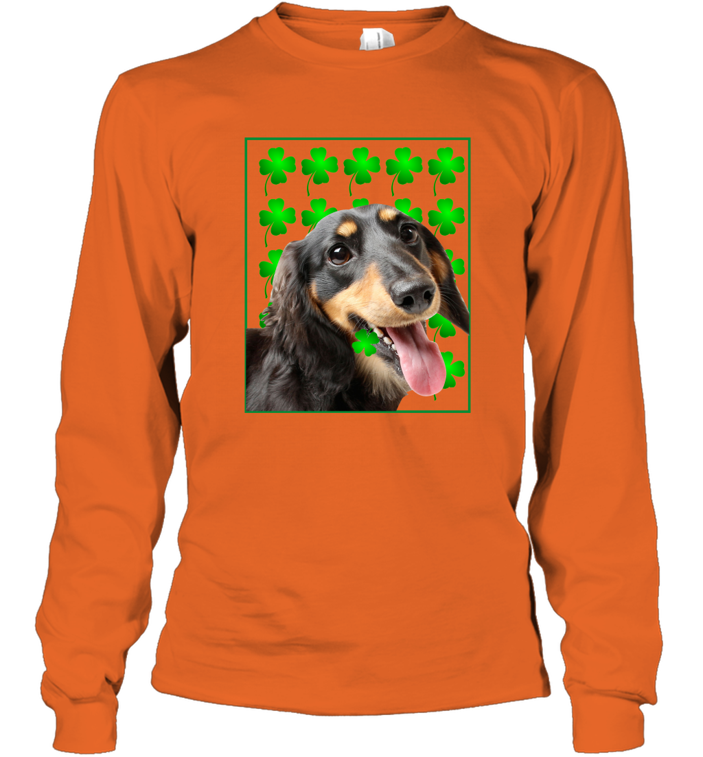 Dachshund With Shamrocks Shirt Long Sleeve T-Shirt Orange