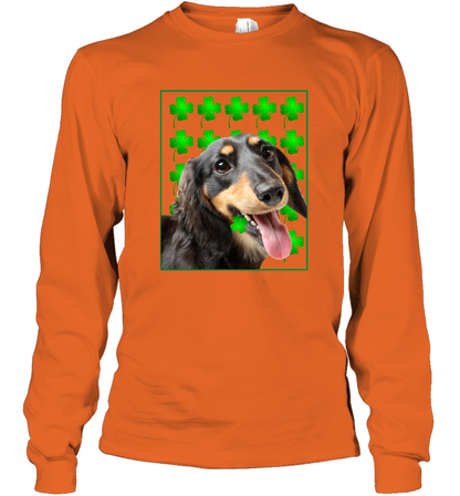 Dachshund With Shamrocks Shirt Long Sleeve T-Shirt Orange