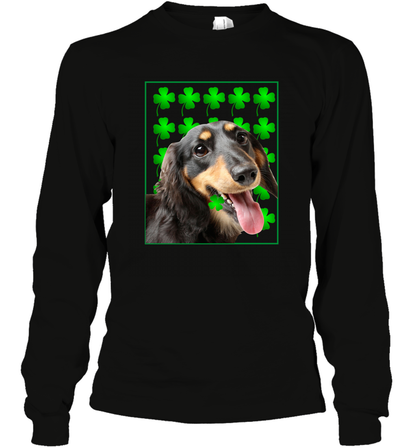 Dachshund With Shamrocks Shirt Long Sleeve T-Shirt Black