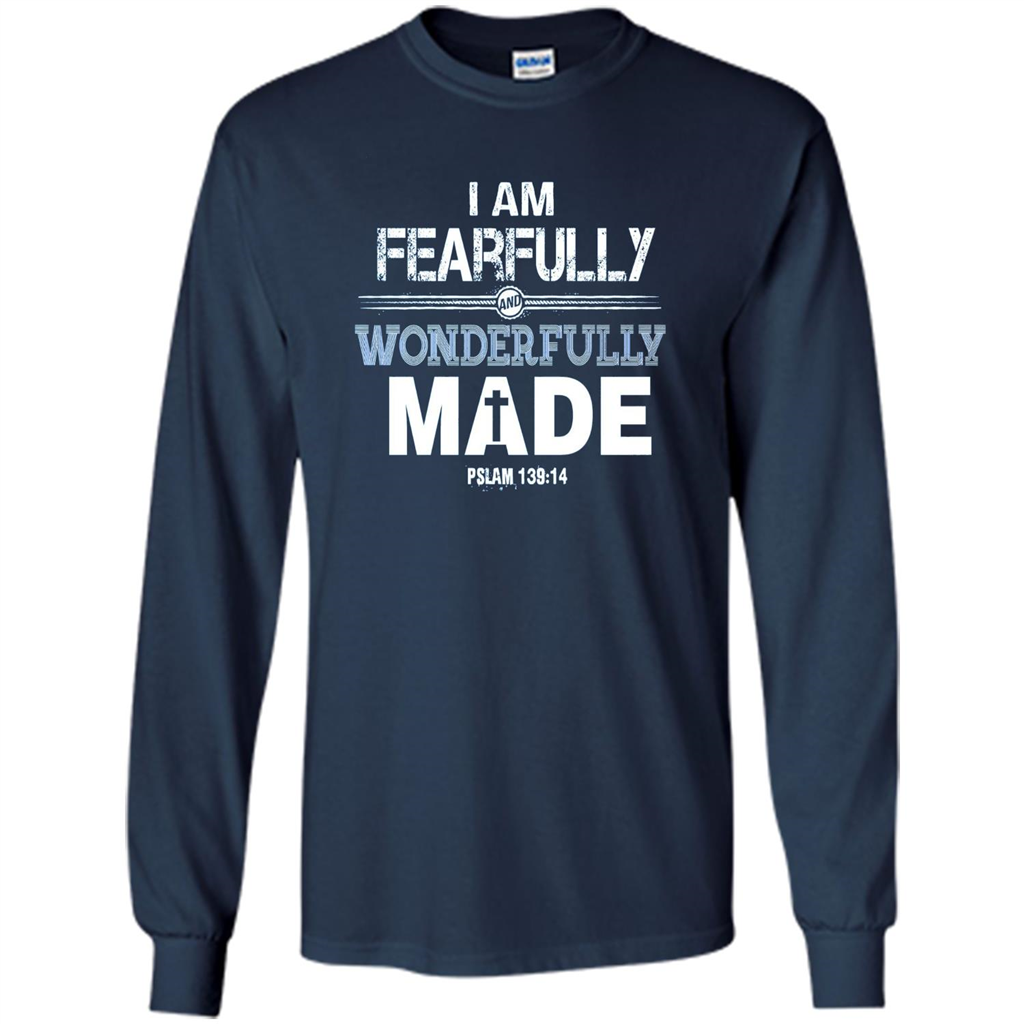 Christian T-shirt I Am Fearfully And Wonderfully Made Navy