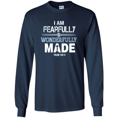 Christian T-shirt I Am Fearfully And Wonderfully Made Navy
