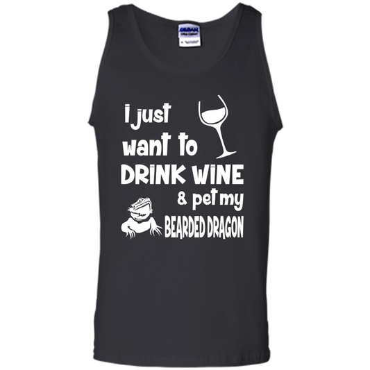 I Just Want To Drink Wine And Pet My Bearded Dragon T-shirt Black