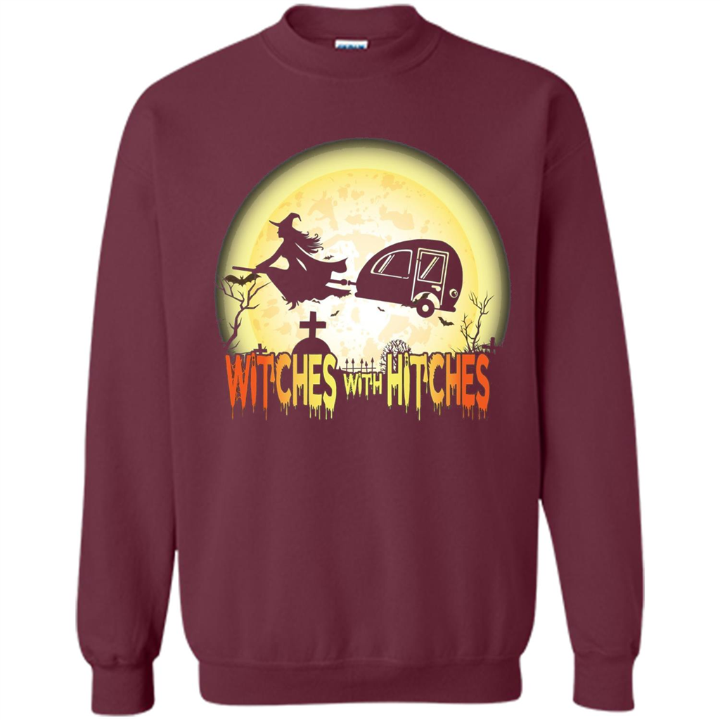 Witches With Hitches Camping Funny T-shirt Halloween T-shirt Maroon