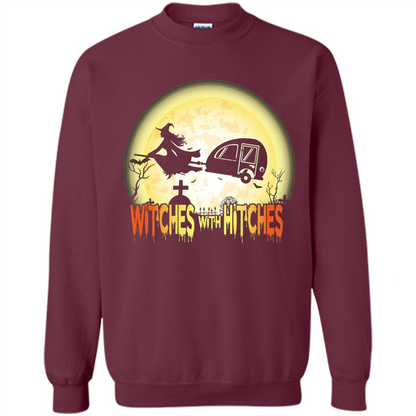 Witches With Hitches Camping Funny T-shirt Halloween T-shirt Maroon