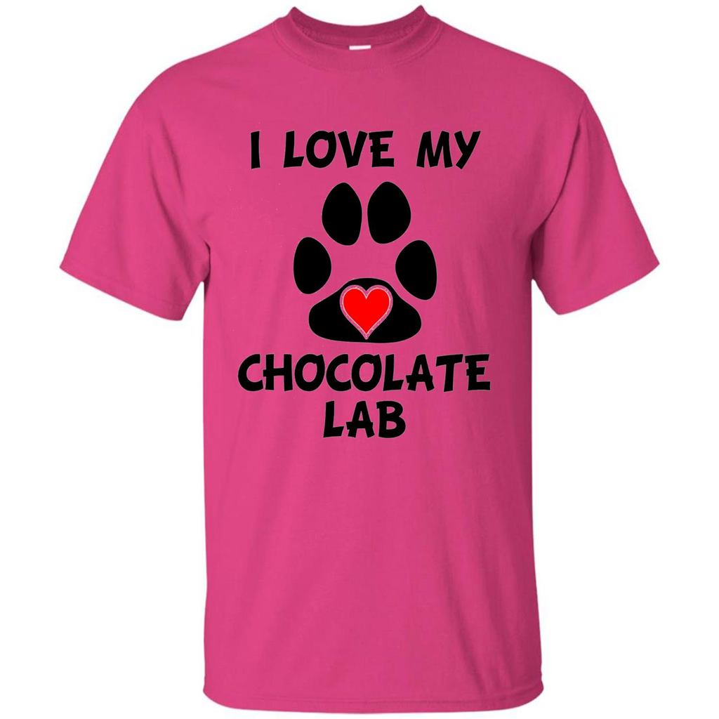 I Love My Chocolate Lab Paw T-shirt Heart Dog Owner T-Shirt Heliconia