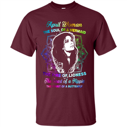 April Woman T-shirt The Heart Of A Hippie Maroon