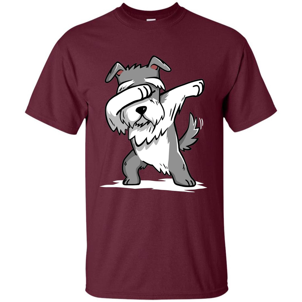 Schnauzer Cute Dabbing T-Shirt Funny Dab Dance Gift T-shirt Maroon