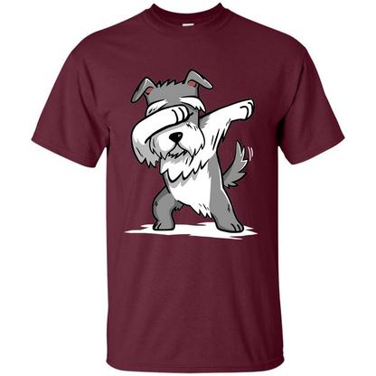 Schnauzer Cute Dabbing T-Shirt Funny Dab Dance Gift T-shirt Maroon