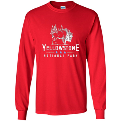 Yellowstone National Park Wyoming Buffalo T-shirt Red