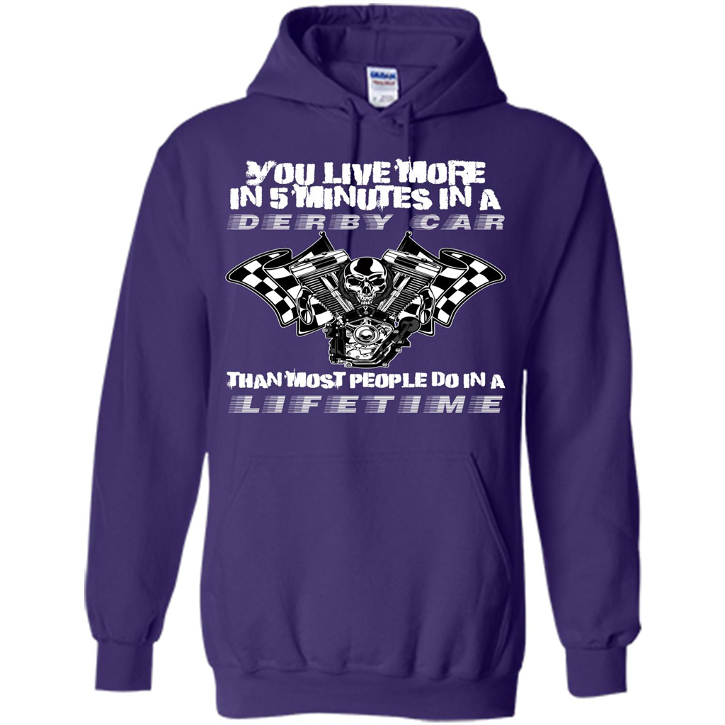 Derby Car Life Time T-shirt You Live More In 5 Minutes In A Derby Car Purple