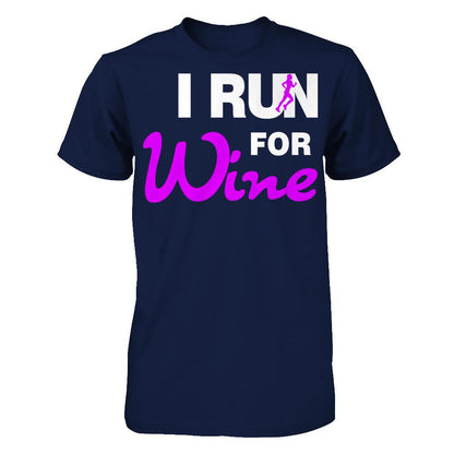 I Run For Wine T-shirt Gildan - Short Sleeve Tee Navy