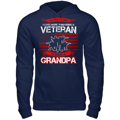 Fathers Day - The Only Thing I Love More Than Being A Veteran Is Being A Grandpa T-shirt Gildan - Pullover Hoodie Navy