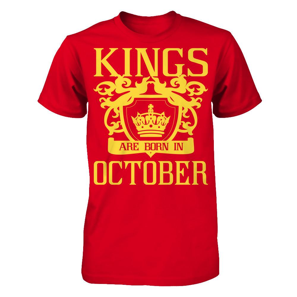 Kings Are Born In October T-shirt Next Level - Unisex Fitted Tee Red