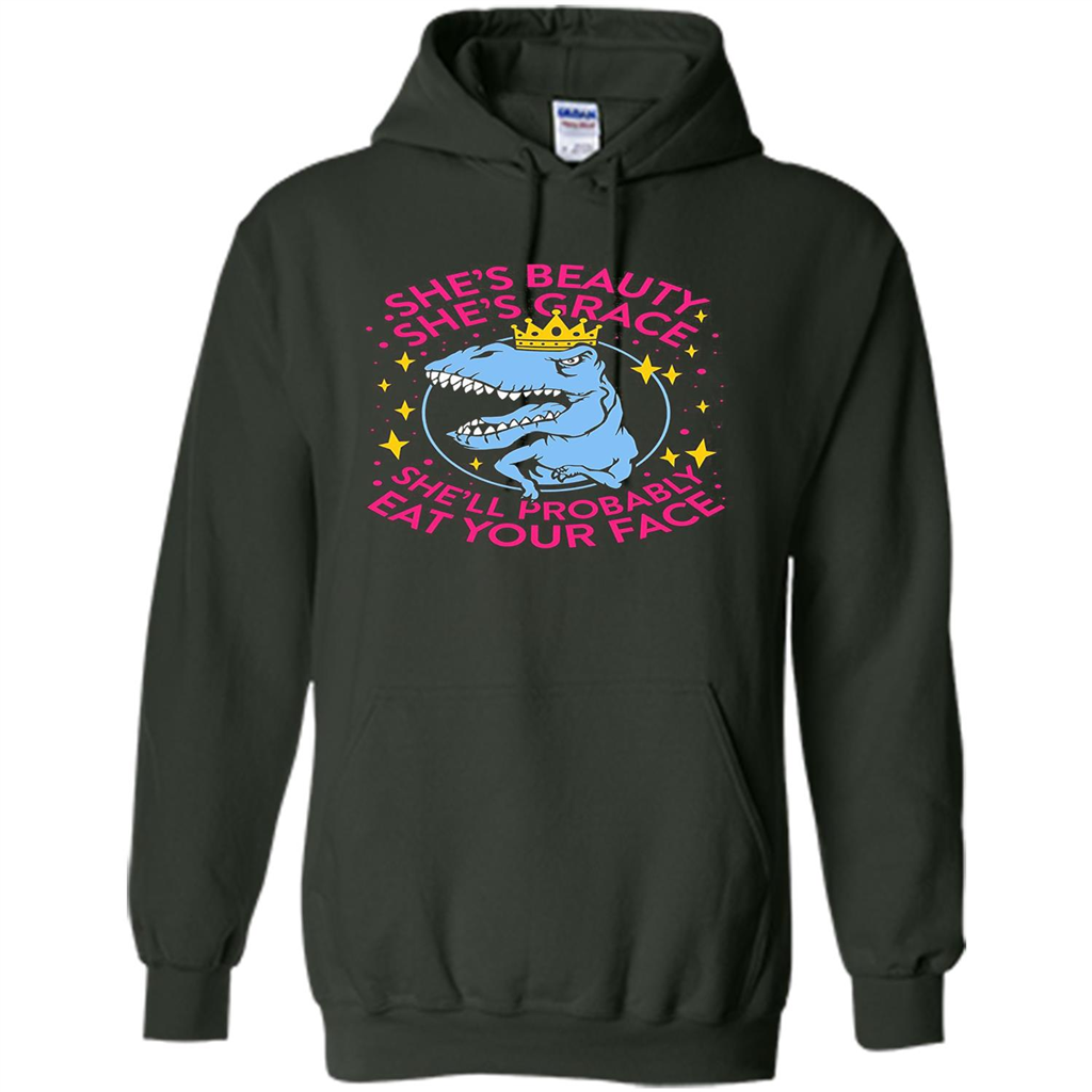 Saurus T-shirt She's Beauty She's Grace She'll Probably Eat Your Face Forest Green