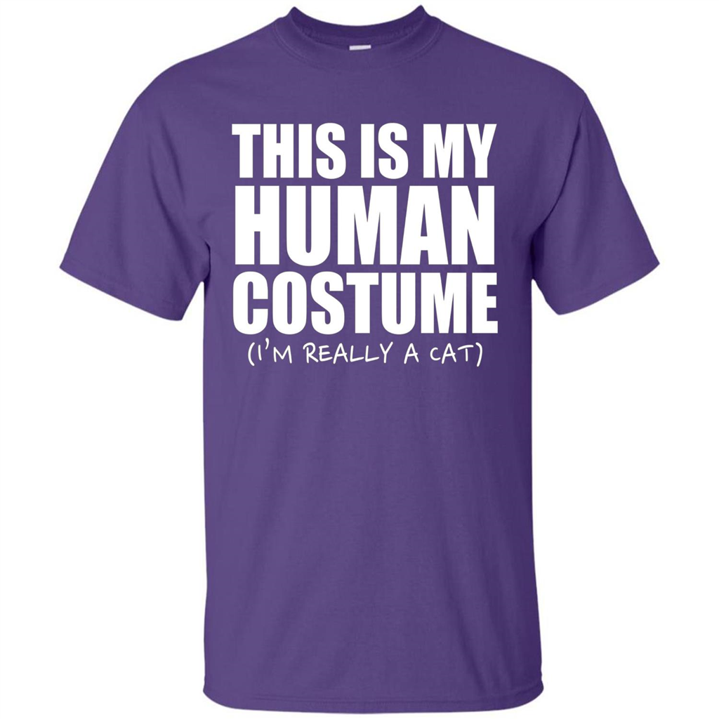 This Is My Human Costume I'm Really A Cat Halloween T-Shirt Purple