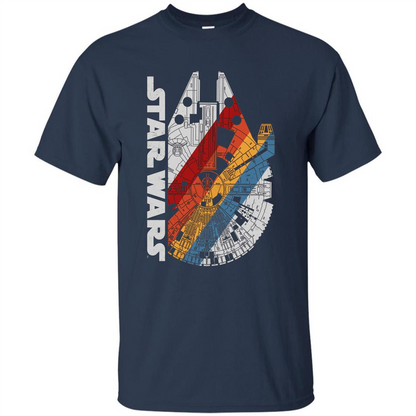 Movie T-shirt The Millennium Falcon Wears Retro Stripes T-shirt Navy