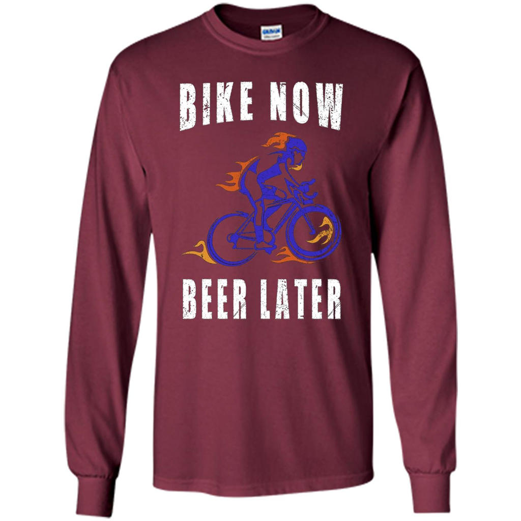 Bike Now Beer Later T-shirt Maroon