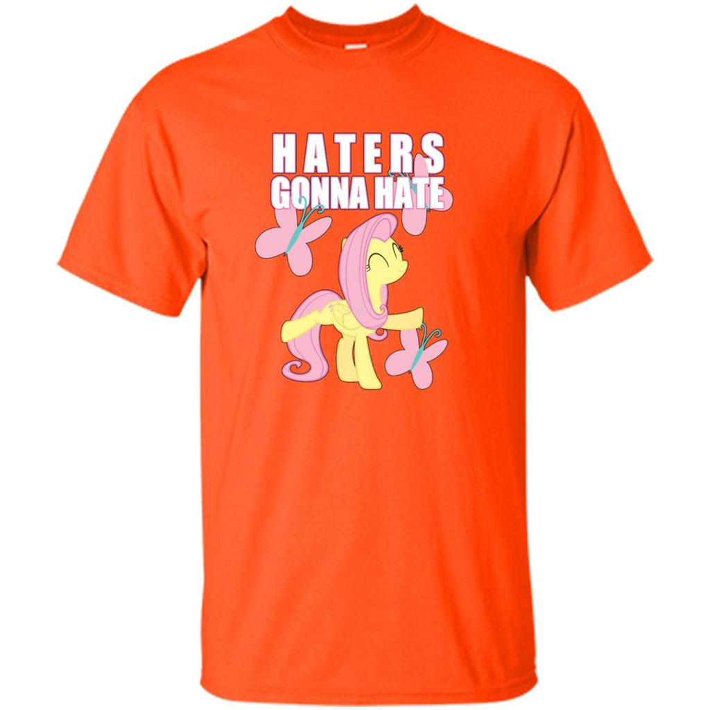 Haters Gonna Hate T-shirt Fluttershy And Butterflies Orange