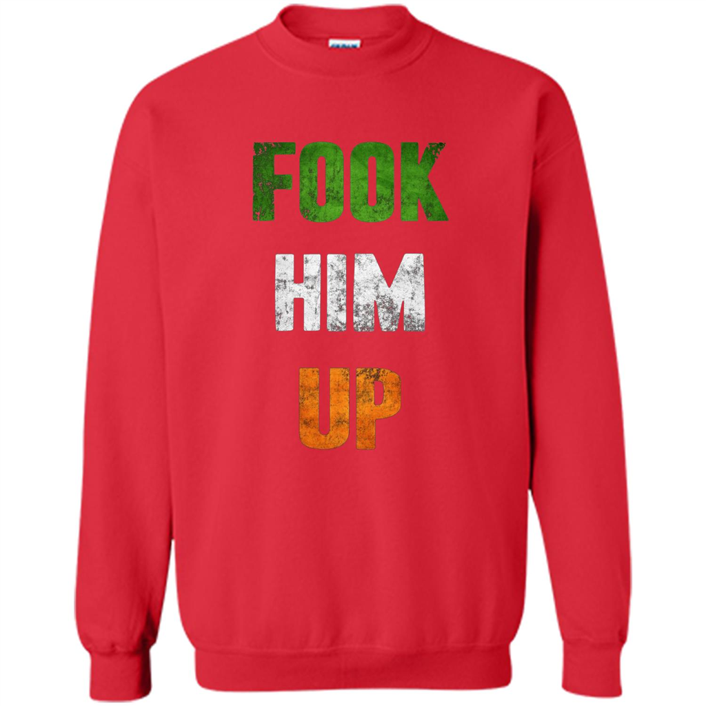 Funny Boxing T-shirt Fook Him Up Irish Boxing T-shirt Red